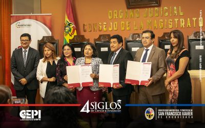 Firma de Convenio Interinstitucional entre el Consejo de la Magistratura y la USFX para el Desarrollo del Programa “Especialidad Superior en Materia Penal con Enfoque de Género y Derechos Humanos”