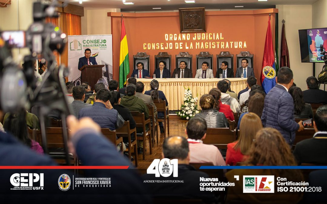 La USFX, a través del CEPI, y el Consejo de la Magistratura firman convenio para lanzar la Segunda Versión de la Especialidad en Materia Penal con Enfoque de Género y Derechos Humanos