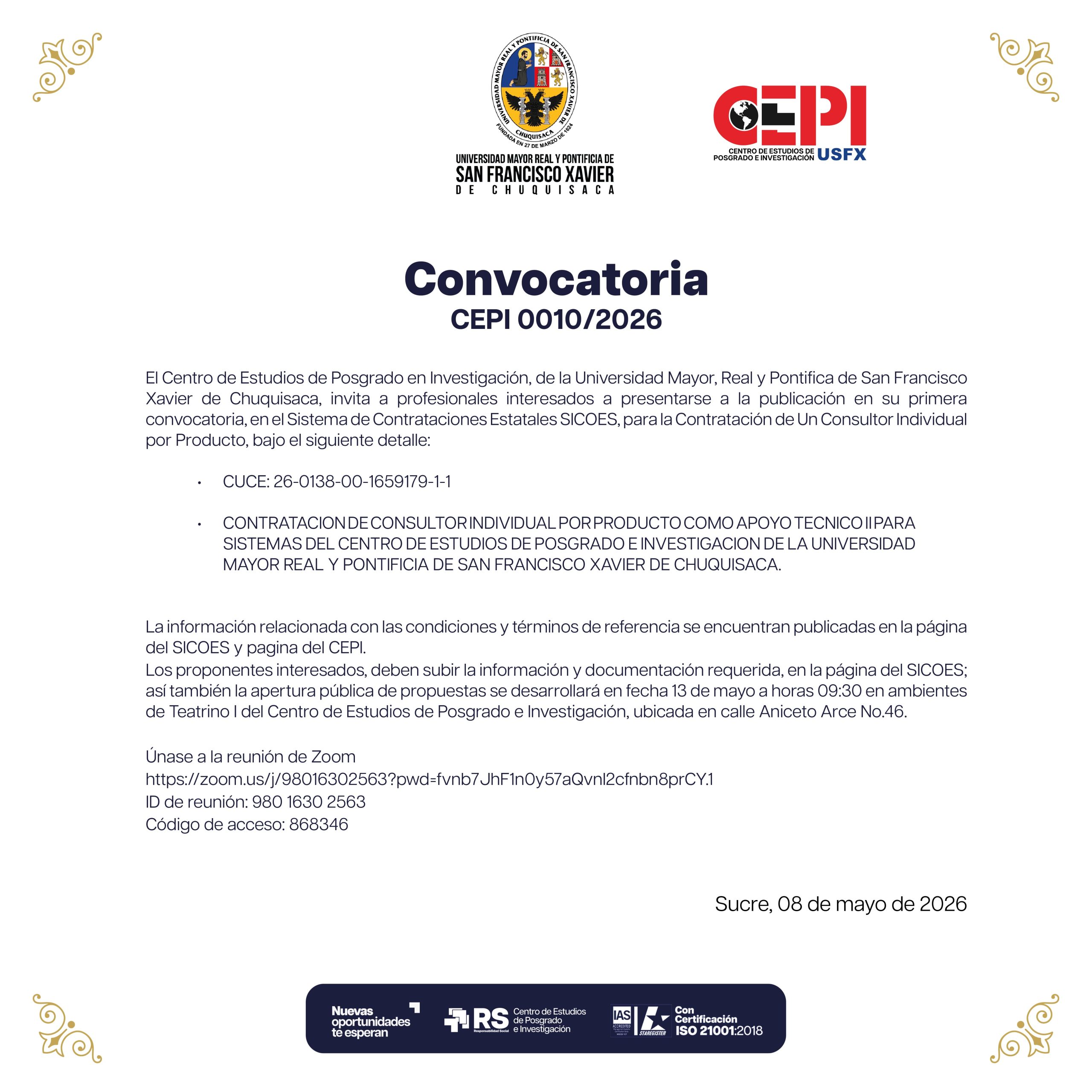 Convocatoria Posgrado