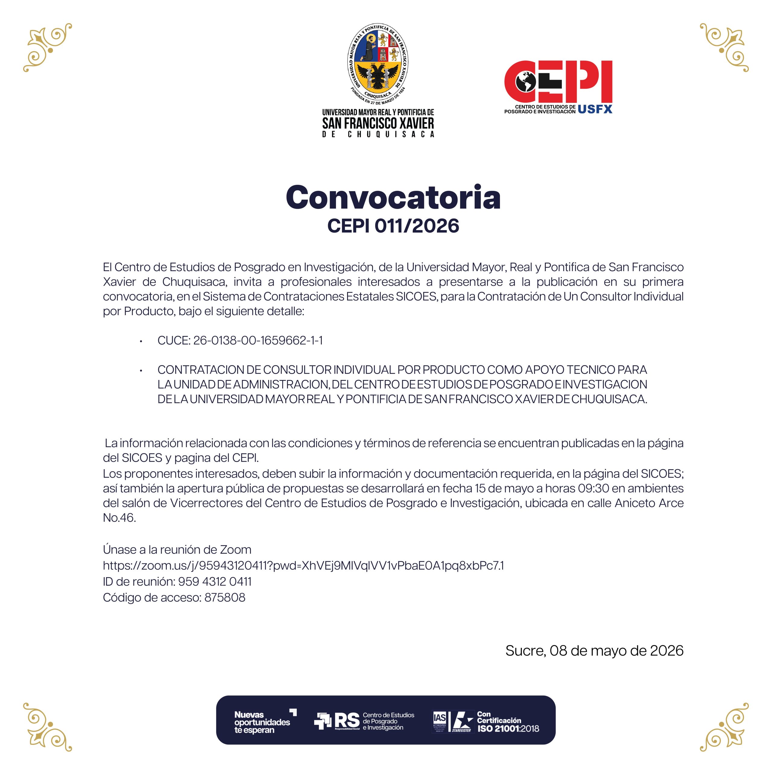 Convocatoria Posgrado