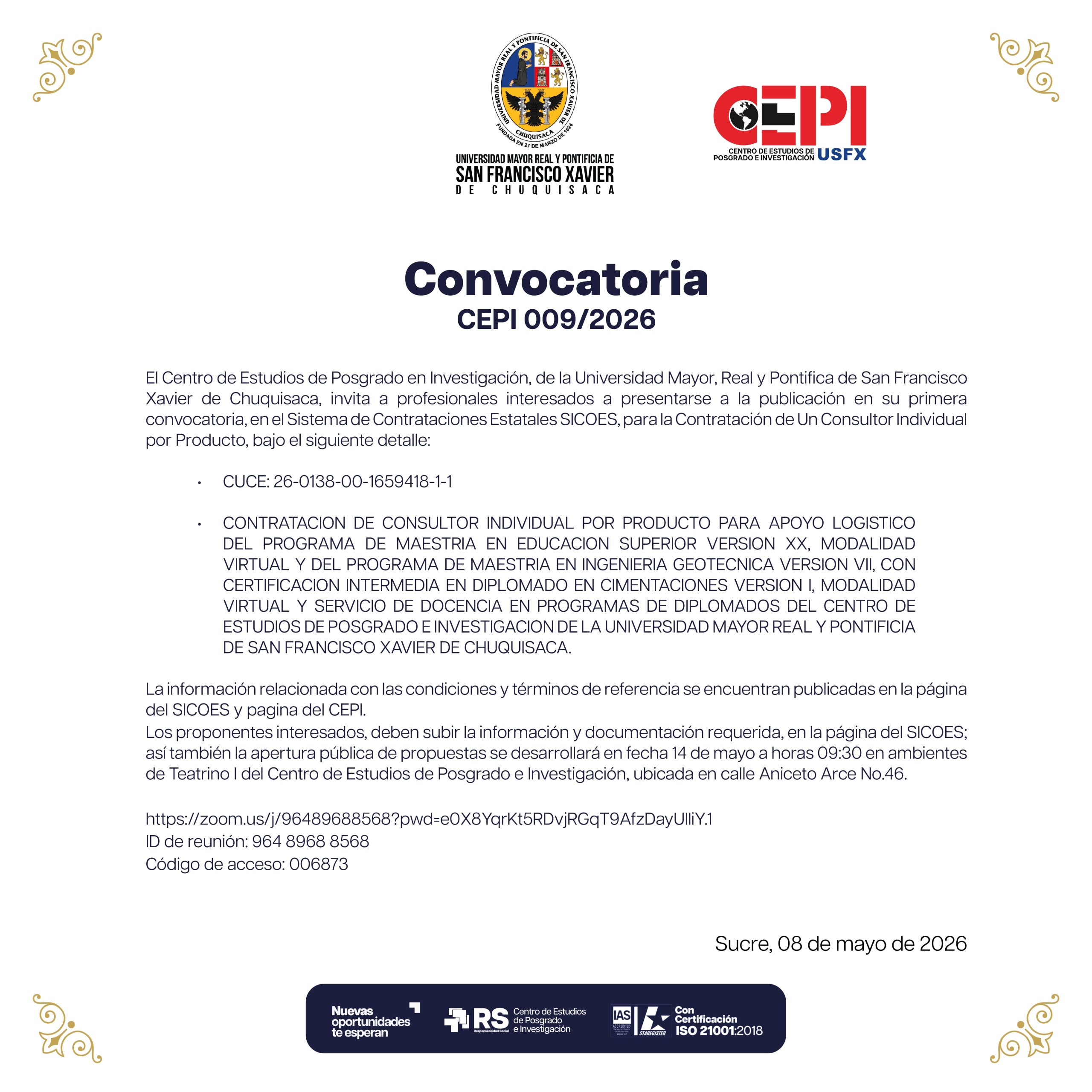 Convocatoria Posgrado